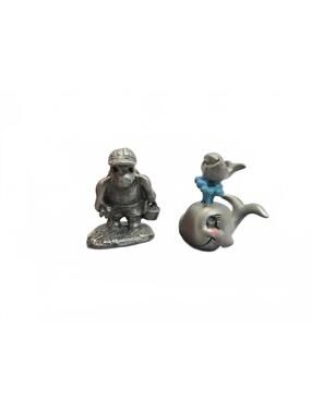 Vintage 1982 Hudson Pewter Royal Selangor Mama & Baby Whale and Baseball Turtle